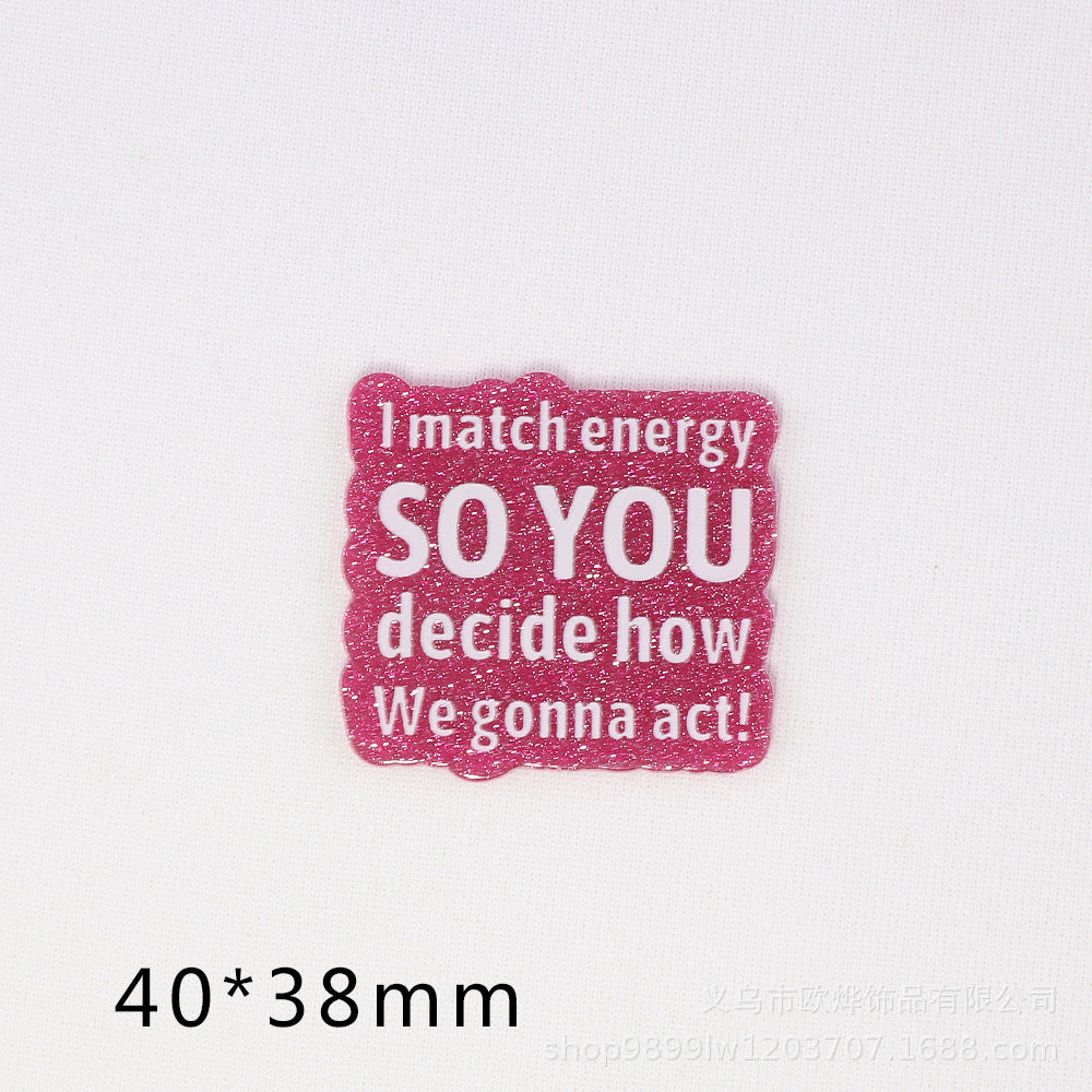 Wholesale   10pcs  New loose powder cross-border cartoon letter drink love bag j05ewelry acrylic pin DIY patch accessories